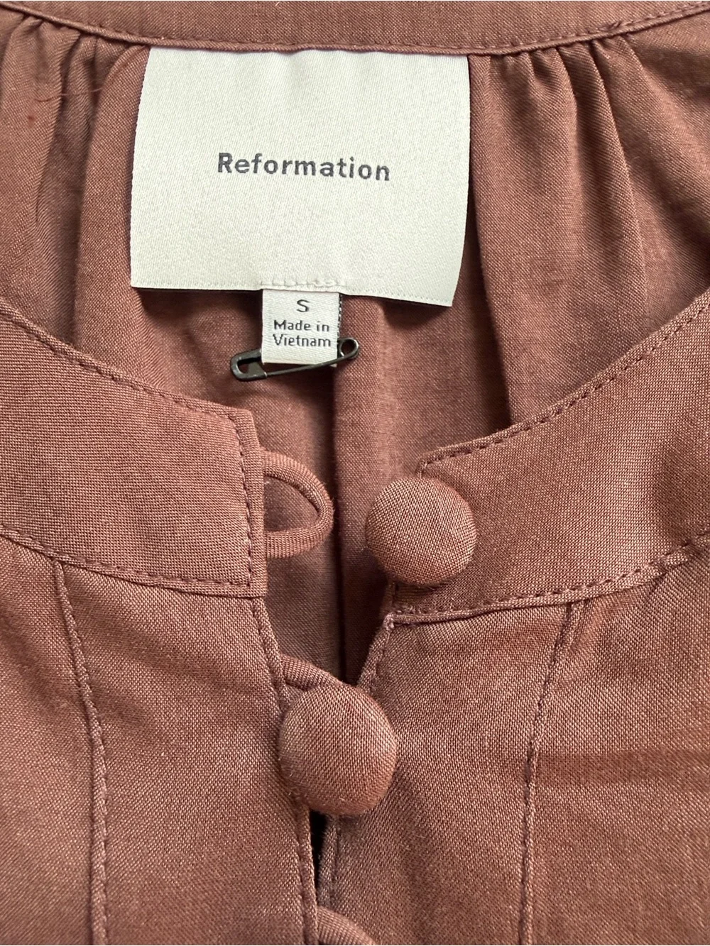 Reformation Puff-Sleeve Button Front Top, NWOT size small